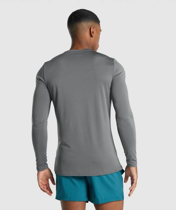 Panske Mikiny Gymshark Arrival Long Sleeve Graphic Tmavo Siva | OR4270318